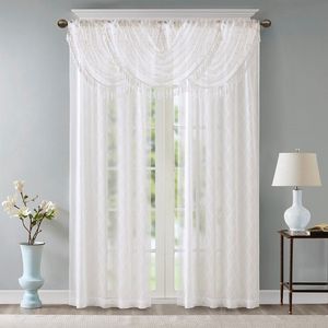 Mantovana a cascata bianca ricamata con diamanti 38x46 pollici eleganti tende e mantovane - Product Image 6