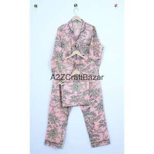 Ensemble de pyjama pour femmes en coton 100% luxueux et romantique, col en V, manches longues, motif floral, taille élastique, vêtements de maison confortables, parfaits pour toutes les occasions - Product Image 6