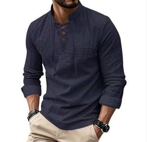 <b>Men's</b> Vintage V-Neck T-<b>Shirt</b> Cotton and Linen <b>Pirate</b> Medieval Viking Gothic Top <b>Shirt</b> Long Sleeve Cosplay Halloween Party Top - Product Image 2