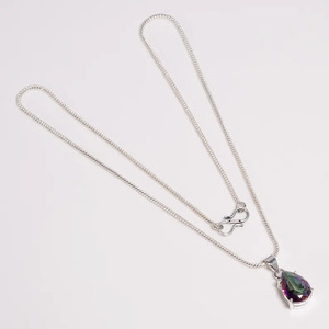 Collier pendentif en topaze mystique, collier en topaze mystique arc-en-ciel taille poire pour femme, bijou fait main, cadeau pour elle - Product Image 2