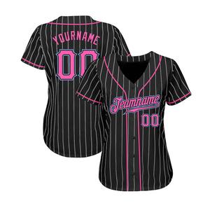 Camiseta de béisbol deportiva negra con rayas blancas y logotipo OEM, camiseta de béisbol vintage única y transpirable con logotipo impreso. - Product Image 4