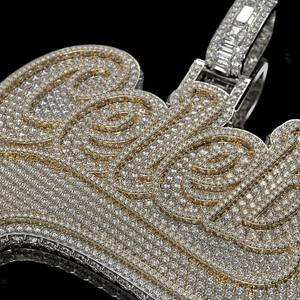 Hip Hop Custom Name Cubic 925 <b>Silver</b> Iced Out 3D <b>Letters</b> Chain Pendants <b>Necklaces</b> for Men Jewelry Cuban Tennis Chain - Product Image 3