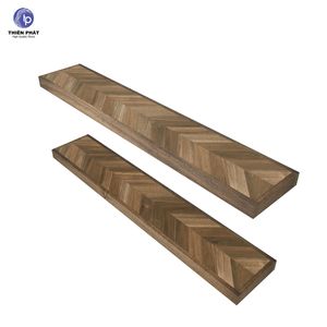 Ensemble d'étagères murales flottantes en bois d'acacia Chevron 16/24/36/48 pouces Finition noyer Étagères murales en bois pour la décoration de la chambre à coucher - Product Image 1