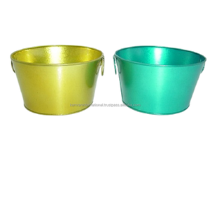 Pots de fleurs de bureau classiques en métal, circulaires, écologiques, durables, légers, organisateurs, poignées, trou de drainage - Product Image 2