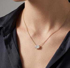 Manufacturer Minimalist Snake Chain Everyday Wear Customization Necklace 10K 14K 18K <b>Solid</b> <b>Gold</b> Oval Lab Grown Diamond <b>Pendant</b> - Product Image 3
