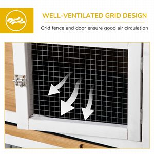 Blue Wooden Rabbit Hutch with <b>Wheels</b> Slide-out Tray for <b>Small</b> Animals Guinea Pig Housing - Product Image 5