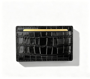 [Nuevo artículo] Cartera tarjetero delgada de cuero de vaca con grabado de cocodrilo Castello, de poliéster, en colores negro, azul marino, rojo y verde - Product Image 4