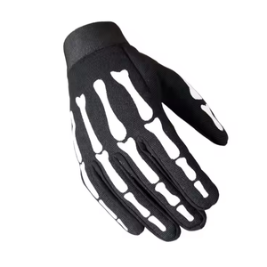 Gants de vélo à imprimé squelette, longueur poignet, respirants, en polyester et coton, pour le cyclisme, style punk - Product Image 4