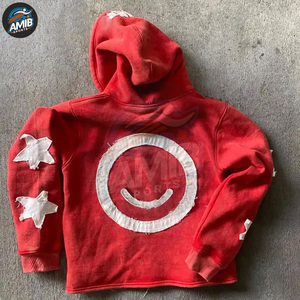 เสื้อฮู้ดดี้ปักลายสไตล์วินเทจคุณภาพพรีเมียมสำหรับผู้ชาย พร้อมงานปักแบบดิสเทรส ผลิตจากผ้าฝ้ายผสม - Product Image 4