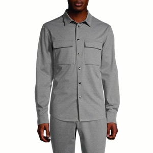 Men's Casual Style Top <b>Shirt</b> Long Sleeve O-Collar 300 Gram Knitted Fabric With Color Blocking <b>Patchwork</b> - Product Image 2