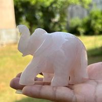 Grosir Patung Gajah Kristal Kuarsa Mawar Buatan Tangan dari Batu Alam, Figur Hewan Batu Permata untuk Dekorasi Rumah Dijual