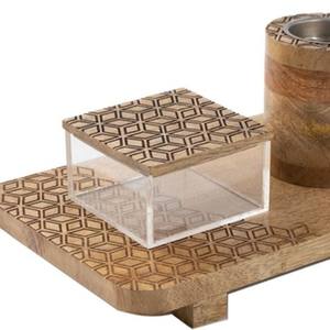 Juego de Quemadores de Incienso Geométricos de Madera, Incensario de Lujo con Caja de Almacenamiento Acrílica y Bandeja, Decoración Moderna para Mesa - Product Image 4