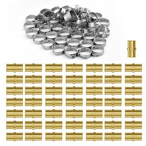 50 Pezzi Raccordi per Tubi in Ottone Resistenti 3/4'' a Morsetto, Connettori Diritti per Tubi, Elementi Essenziali per Impianti Idraulici e Aria - Product Image 1