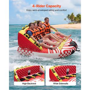 Tubo Gonfiabile Trainabile in PVC per 4 Persone, Capacità 680 Libbre, per Sport Acquatici e Nautica - Product Image 2