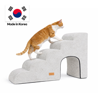 [AllmioPet] Escaleras para Mascotas 3 en 1 Estilo Cueva, 5 Peldaños, Gris, para Interiores, Perros, Gatos, Mascotas Pequeñas, Antideslizantes, con Cubierta Extraíble