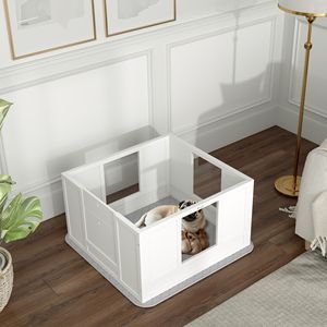33 \ "Whelping Box bianco per cuccioli di piccolo cane penna buccante con ingresso regolabile e imbottiture antiscivolo per animali domestici e mobili - Product Image 2