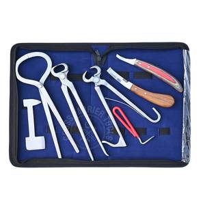 Kit de herramientas para el recorte y acabado de pezuñas de caballo con probador de pezuñas, cortador de pezuñas para potros, cuchilla curva, bucle para abscesos, escofina y pulidor - Product Image 1