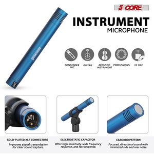 Kit de Micrófonos de Batería de 5 Núcleos, 9 Piezas, Micrófonos de Batería Totalmente Metálicos, Tom/Snare y Platillos, Juego de Micrófonos con Cable para Instrumentos de Percusión - Product Image 4