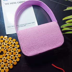 Sacs de rangement pour vêtements faits à la main, brodés de tortues marines, en coton 100% écologique et durable, avec perles violettes, pour bijoux individuels - Product Image 5