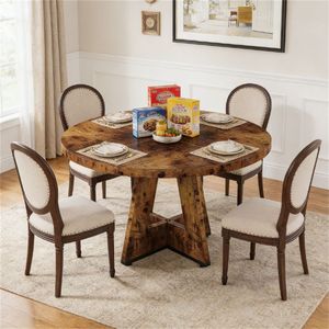 Tavolo da Pranzo Rotondo in Legno per Cucina e Salotto - Product Image 1