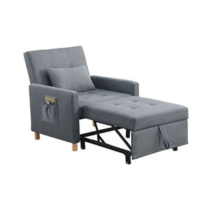 Poltrona Letto Convertibile Multifunzionale Regolabile in Tessuto Morbido per Soggiorno con Cuscino - Product Image 6