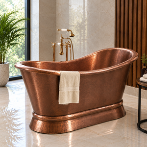 Baignoire ovale/courbe autoportante en cuivre martelé fait main Daystar Trade, durable |   Baignoire de Luxe Vintage Écologique pour Spa - Product Image 4