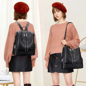 Mochila Convertible de Cuero de Búfalo para Mujer, Diseño Clásico, para Viajes, Escuela u Oficina, Acabado Liso - Product Image 1