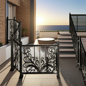 Balustrades en fer forgé sur mesure pour balcon, design de balustrade de balcon haut de gamme, structure en acier robuste, finition antirouille pour extérieur - Product Image 2