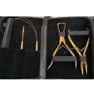 Professional Hair Extension Tool Kit Gold Finish Micro Ring <b>Pliers</b> Loop Needle Hook Comb Compact Salon Installation <b>Set</b> - Product Image 1