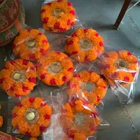 Guirlande de Diyas aux Fleurs de Souci, Meilleures Ventes, Décoration Ethnique Indienne Traditionnelle pour Fêtes, Pooja, Temple, Mariage