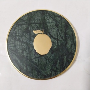 Handmade White Marble <b>Drink</b> <b>Coasters</b> with Gold Rim and Black Resin Stand Luxury Table Accessories - Product Image 4