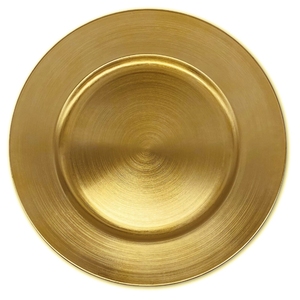 Assiette de présentation ronde moderne en acier inoxydable doré brossé, pièce d'appoint pour événements spéciaux et mise en scène de dîners - Product Image 4