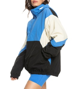 Nouveau modèle Veste de pluie grande taille pour femmes Coupe-vent léger et imperméable Vestes coupe-vent à capuche de couleur patchwork pour l'extérieur - Product Image 3