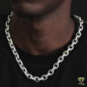 Chaîne Rolo glacée Moissanite argent 925 chaîne lourde épaisse entièrement glacée chaîne Rolo pour hommes bijoux Hip Hop pour rappeur - Product Image 5