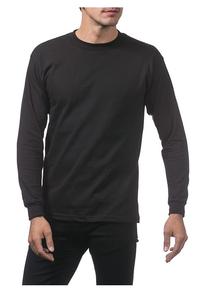 Camiseta Deportiva de Manga Larga 100% Algodón para Hombre, Color Negro Liso, Transpirable, Cuello Redondo, Ropa Deportiva de Alta Calidad y a la Moda - Product Image 5