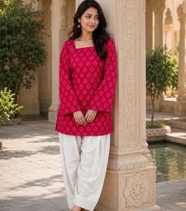 Latest Design of Bandhej Print Cotton Fabric Low Price <b>Kurta</b> And Plazzo Set <b>For</b> <b>Ladies</b> Regular wear Formal And Casual Wear - Product Image 1