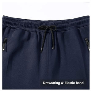 Ensemble de survêtement bleu marine à capuche pour homme, manches longues, fermeture éclair, décontracté, pour l'automne, couleur unie, respirant, coupe régulière, polyester - Product Image 3