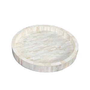 Modern <b>Round</b> Bone Inlay High Quality Decorative Serving <b>Tray</b> with Custom Wood Design for Home Hotel & Restaurant Use - Product Image 2