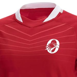 Maillot de rugby sublimé à motif graphique rouge pour femme, manches courtes, vêtements de sport d'équipe, chemise athlétique, uniforme de performance, entraînement, compétition - Product Image 3