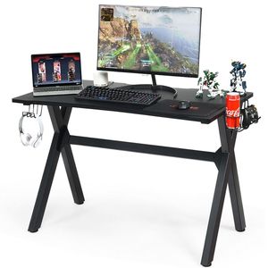 Bureau de jeu avec tapis de souris intégré et support pour casque et gobelet - Product Image 3