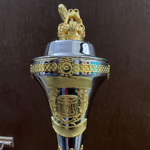 Masse de tambour-major artisanale en acier inoxydable, tête en forme de lion, couronne de lion, instrument de fanfare, marque personnalisée, emballage sur mesure - Product Image 2