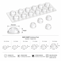 Pads de protection transparents en PVC demi-rond pour porte vitrée, amortisseurs de chocs, protection de surface 8x2.2mm