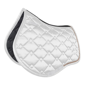 Tapis de selle de dressage matelassé blanc avec garniture en strass et doublure en polaire pour la compétition d'équitation - Product Image 2