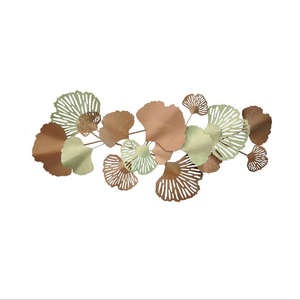 Décoration murale en métal, sculpture en fer abstraite en forme de feuille, design éventail, décoration intérieure moderne pour salon, chambre, hôtel. - Product Image 4