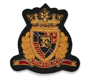 Luxury Hand Embroidered <b>Sew</b>-On Musicians' Arm Badge-Gold Harp Design on Scarlet Bullion Wire Customizable British Badges - Product Image 4