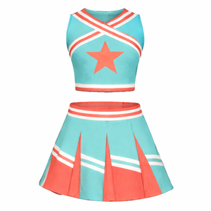 Conjunto de Uniforme de Porristas de Alto Rendimiento con Paneles de Malla Transpirable, Tela Antipilling y Degradado de Color con Pedrería - Product Image 4