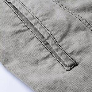 Veste en jean vintage pour homme, 100 % coton, style patchwork, boutons dissimulés sur le devant, motifs imprimés personnalisés, OEM - Product Image 4