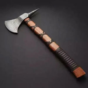 Burraq Hacha de Corte de Acero al Carbono Hecha a Mano Personalizada de 16 pulgadas y 4 1/2 pulgadas, con Mango de Palisandro y Empuñadura de Cuero, de Alta Resistencia para Caza, Bricolaje e Industrial - Product Image 2