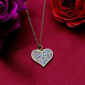 Wholesale 925 Sterling Silver Gold Plated Heart CZ Pendant Necklace Colorful Cubic Zirconia Jewelry <b>Gift</b> for Women - Product Image 6
