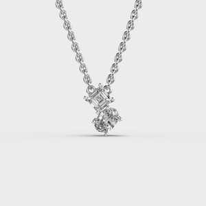จี้เพชรทรง Asscher และ Oval รูปทรง Toi Et Moi ที่ได้รับการรับรองจาก IGI ผลิตจากเพชรที่เพาะเลี้ยงในห้องปฏิบัติการ ตัวเรือนเงินแท้ 925  จี้เพชรสองเม็ด - Product Image 1